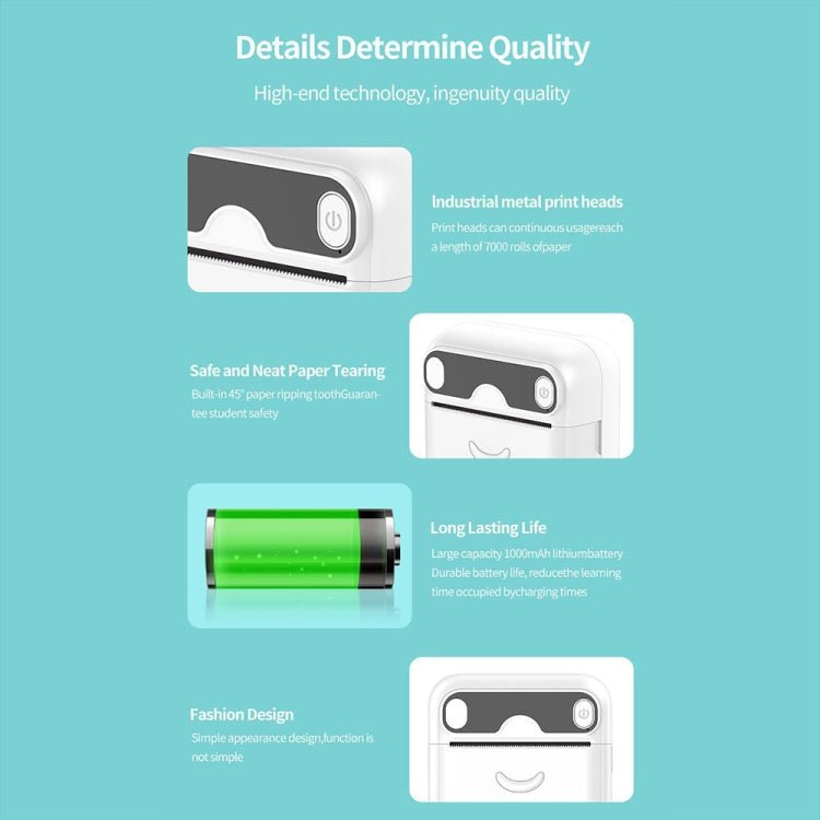 A32 Small Portable Self - adhesive Error Question Photo Label Bluetooth Pocket Thermal Printer(English Version) - British D'sire