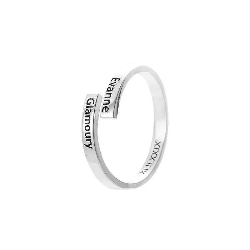 Maiden Art - Sterling Silver 2-Name Ring – Personalized Handcrafted-18k Gold, Silver, or Rose Gold -Custom Engraving of Two Names Hypoallergenic - Suitable for Sensitive Skin -A Meaningful Gift for Loved Ones Secondary image