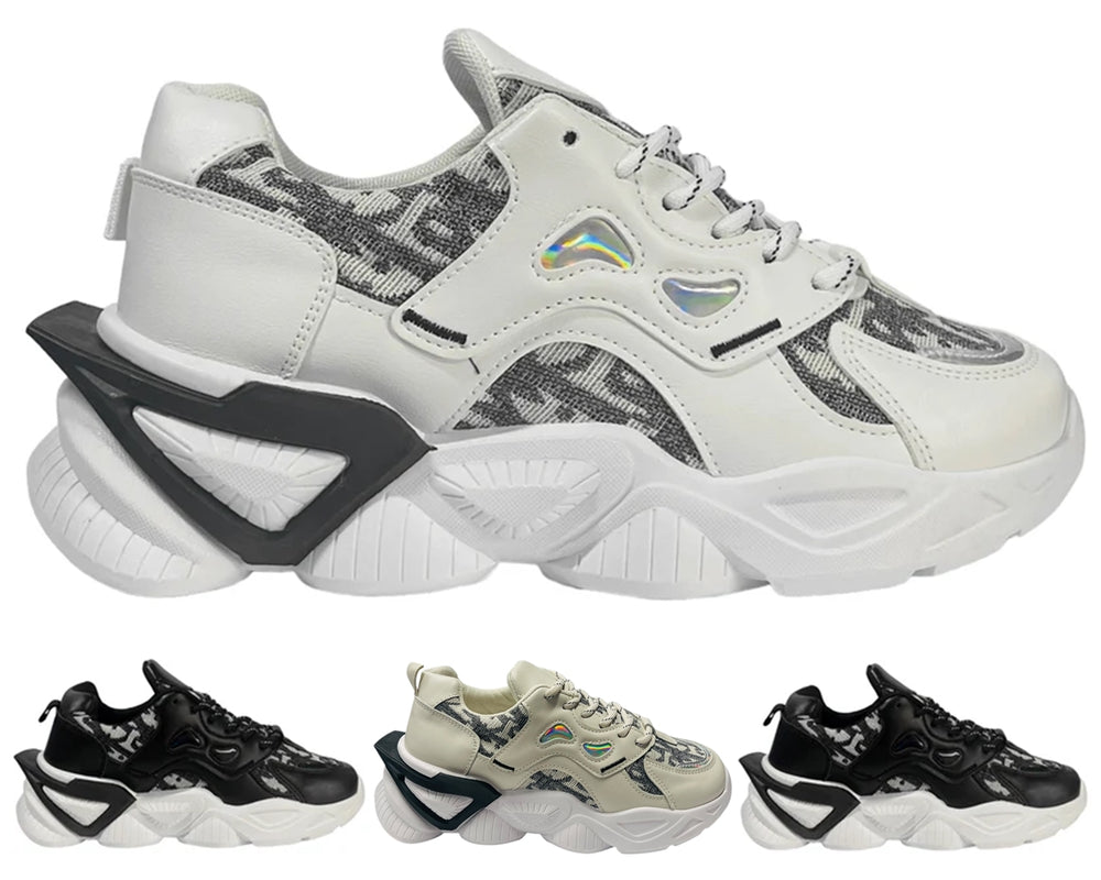 Women's Chunky Sole Comfy Lace Up Trainers Main image