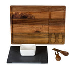 Acacia Cheese Board Set With White Bowl, Slate and Cutlery - Cheese Board - British D'sire