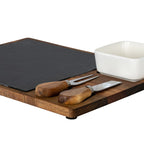 Acacia Cheese Board Set With White Bowl, Slate and Cutlery - Cheese Board - British D'sire