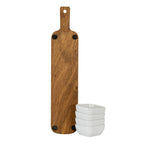 Acacia Serving Board including Four Ceramic Serving Bowls - Trinket Dish - British D'sire