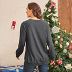 Achinel Womens Christmas Top Long Sleeve Sweatshirts Ladies Xmas Tops Sparkly Wine Glass Shirts Casual Merry Chirtsmas Blouse - Women's Hoodies & Sweatshirts - British D'sire