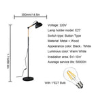 Adjustable Angle Metal Wooden Chassis Floor Lamp (Black) - British D'sire