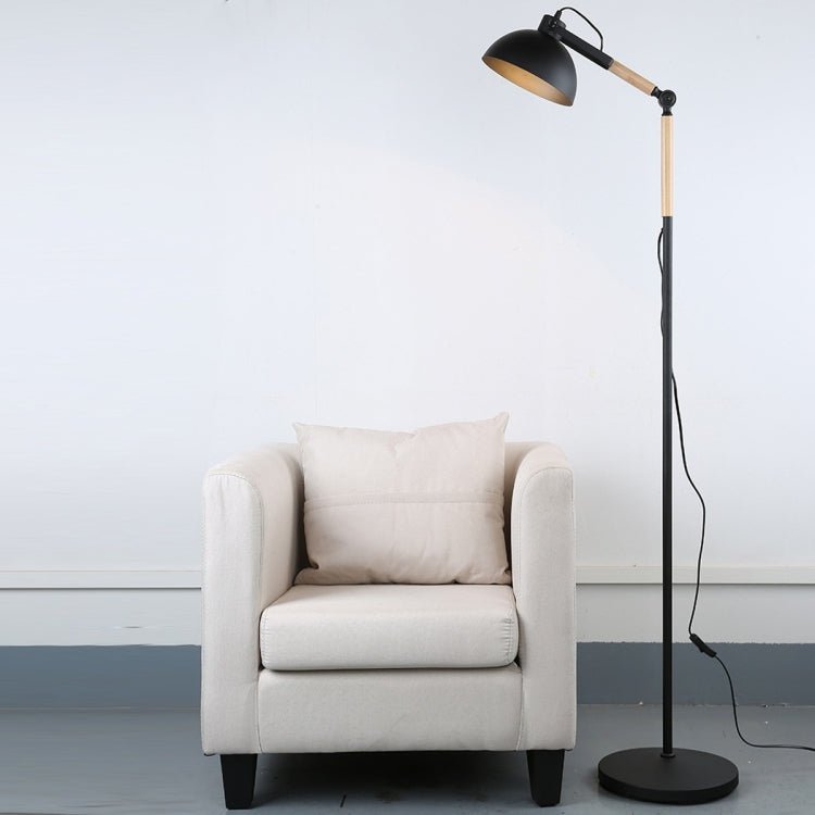 Adjustable Angle Metal Wooden Chassis Floor Lamp (Black) - British D'sire