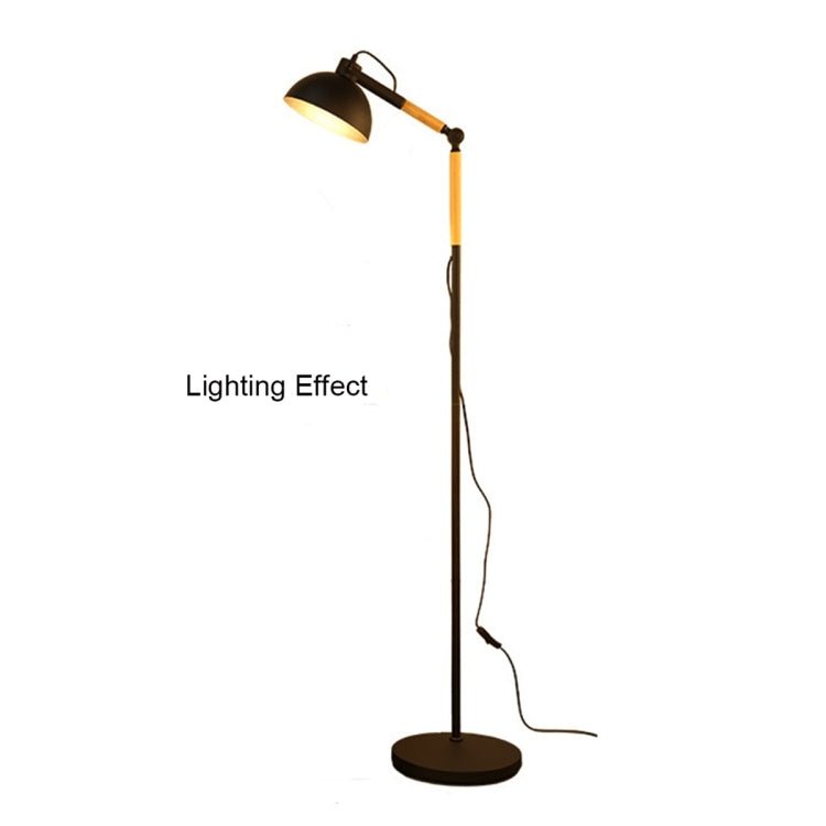 Adjustable Angle Metal Wooden Chassis Floor Lamp (Black) - British D'sire