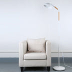 Adjustable Angle Metal Wooden Chassis Floor Lamp (White) - British D'sire