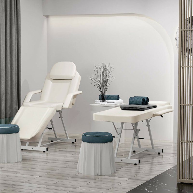 Adjustable Massage Table with Recliner Chair, Height - adjustable Stool - Ideal for Tattoo, Spa, and Salon - Massage Table - British D'sire