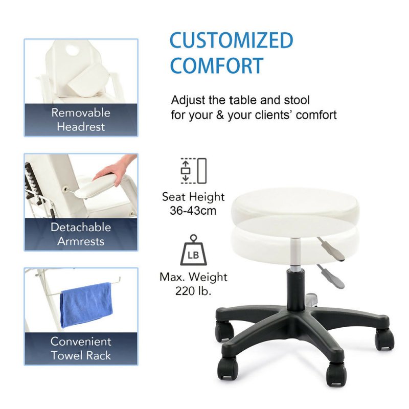 Adjustable Massage Table with Recliner Chair, Height - adjustable Stool - Ideal for Tattoo, Spa, and Salon - Massage Table - British D'sire