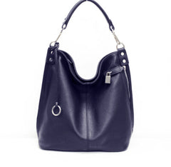 Italian Designer Leather Pocket Hobo Bag - Swolit Zeta- Navy LOW STOCK
