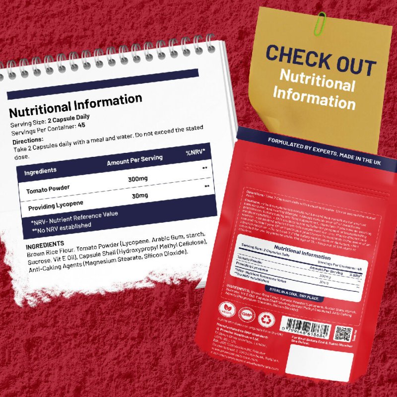 Advanced Lycopene 30mg per Serving | Tomato-Derived Lycopene | 90 Vegan Capsules, GMO-Free, Expertly Formulated | Made in UK by Prowise - Vitamins & Supplements - British D'sire