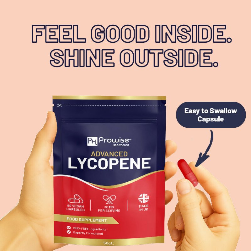 Advanced Lycopene 30mg per Serving | Tomato-Derived Lycopene | 90 Vegan Capsules, GMO-Free, Expertly Formulated | Made in UK by Prowise - Vitamins & Supplements - British D'sire