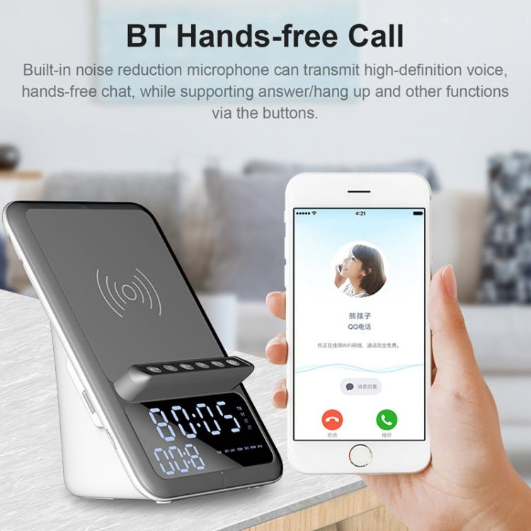 AEC BT512 Multifunctional Bluetooth Speaker 10W Wireless Charger LED Desktop Electronic Alarm Clock - British D'sire