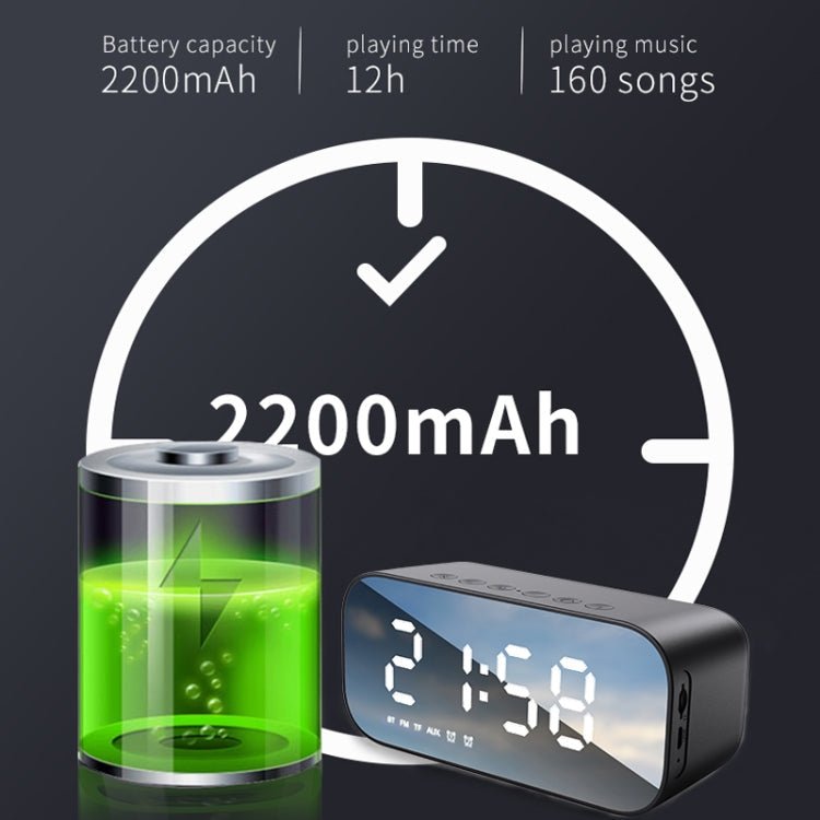 AEC BT518 Portable Wireless Bluetooth Speaker LED Alarm Clock Support AUX / TF Card / FM - British D'sire