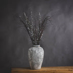 Aged Stone Tall Ceramic Vase - Antique White Ceramic Decorative Vase - Vases - British D'sire