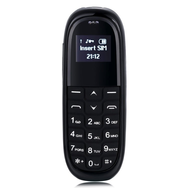 AIEK KK1 Mini Mobile Phone, English Keyboard, Hands Free Bluetooth Dialer Headphone, MTK6261DA, Anti - Lost, Single SIM, Network: 2G(Black) - British D'sire