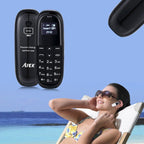 AIEK KK1 Mini Mobile Phone, English Keyboard, Hands Free Bluetooth Dialer Headphone, MTK6261DA, Anti - Lost, Single SIM, Network: 2G(Black) - British D'sire