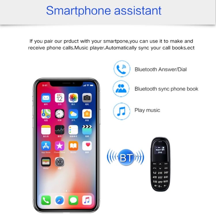 AIEK KK1 Mini Mobile Phone, English Keyboard, Hands Free Bluetooth Dialer Headphone, MTK6261DA, Anti - Lost, Single SIM, Network: 2G(Black) - British D'sire