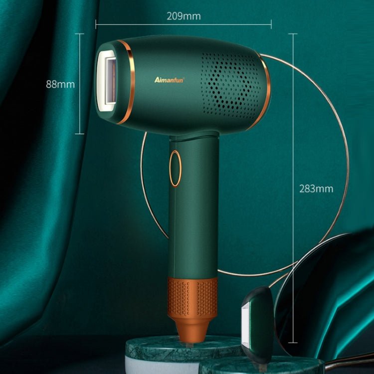 Aimanfun Home IPL Laser Photon Rejuvenation Hair Removal Instrument, Plug: EU Plug(Dark Green) - British D'sire