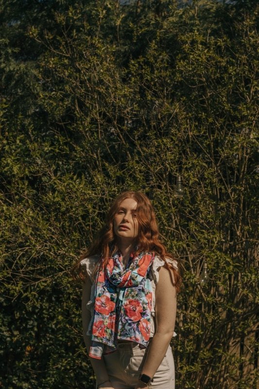 All Over Hand Painted Poppy Floral Viscose Scarf - Scarves & Snoods - British D'sire