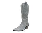 All Over Rhinestone Calf Length Zip Boots - Boots - British D'sire