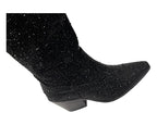 All Over Rhinestone Calf Length Zip Boots - Boots - British D'sire