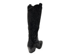 All Over Rhinestone Calf Length Zip Boots - Boots - British D'sire