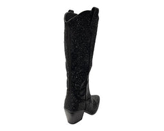 All Over Rhinestone Calf Length Zip Boots - Boots - British D'sire