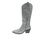 All Over Rhinestone Calf Length Zip Boots - Boots - British D'sire