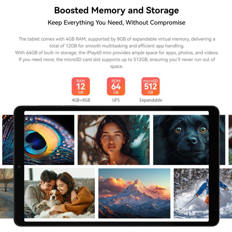 ALLDOCUBE iPlay 60 mini 4G LTE Tablet PC, 4GB+64GB, 8.68 inch Android 15 Unisoc T606 Octa Core Support Dual SIM (Grey) - British D'sire