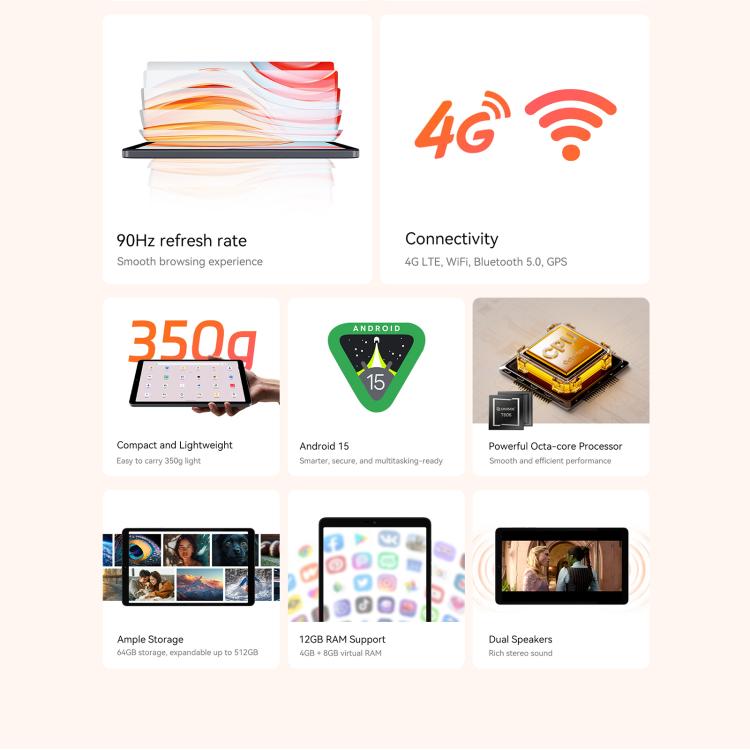 ALLDOCUBE iPlay 60 mini 4G LTE Tablet PC, 4GB+64GB, 8.68 inch Android 15 Unisoc T606 Octa Core Support Dual SIM (Grey) - British D'sire