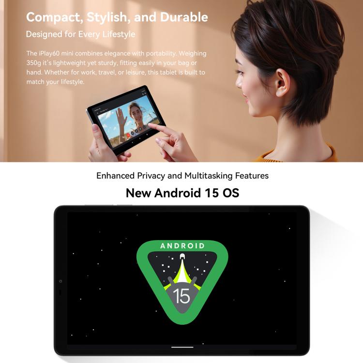 ALLDOCUBE iPlay 60 mini 4G LTE Tablet PC, 4GB+64GB, 8.68 inch Android 15 Unisoc T606 Octa Core Support Dual SIM (Grey) - British D'sire