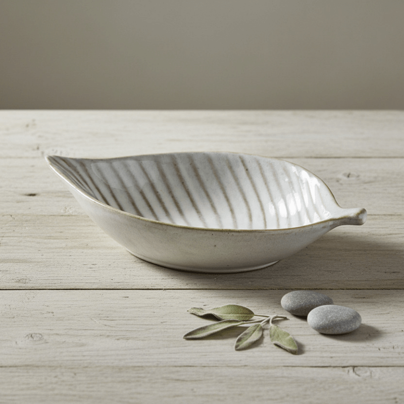 Alora Ceramic Elm Leaf Large Dish - Bowls & Dishes - British D'sire