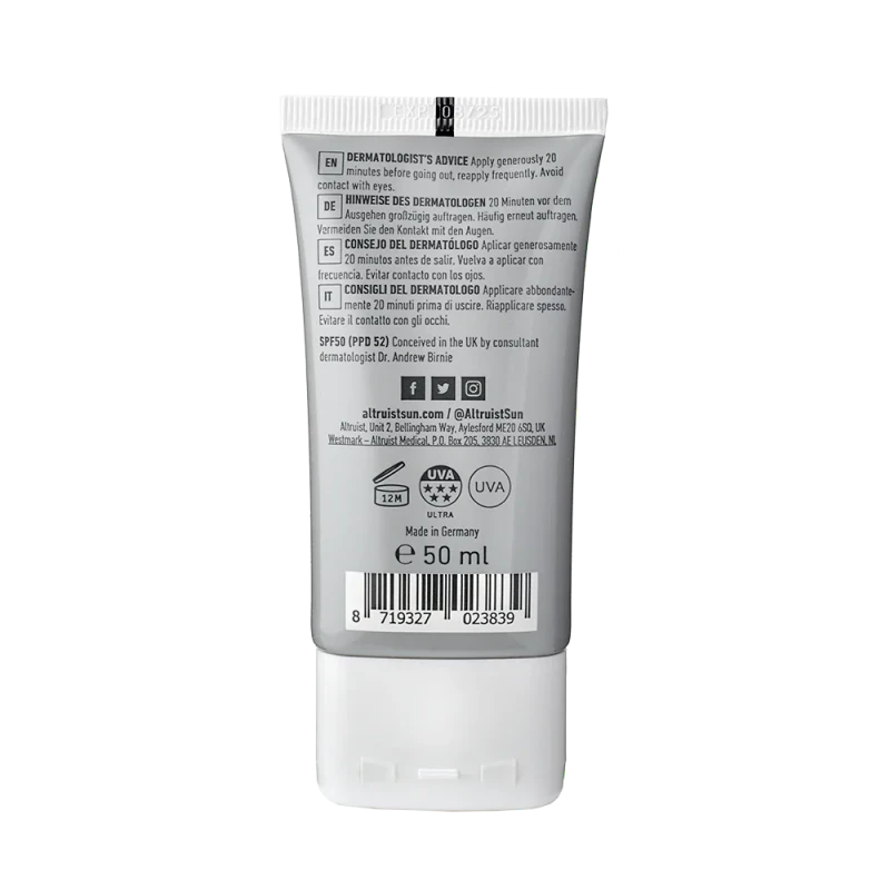 Altruist Sunscreen Fluid SPF50, 50ml - Face Cream - British D'sire