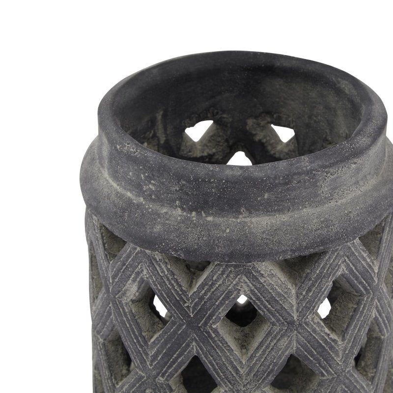 Amalfi Grey Large Lattice Lantern - Lanterns - British D'sire