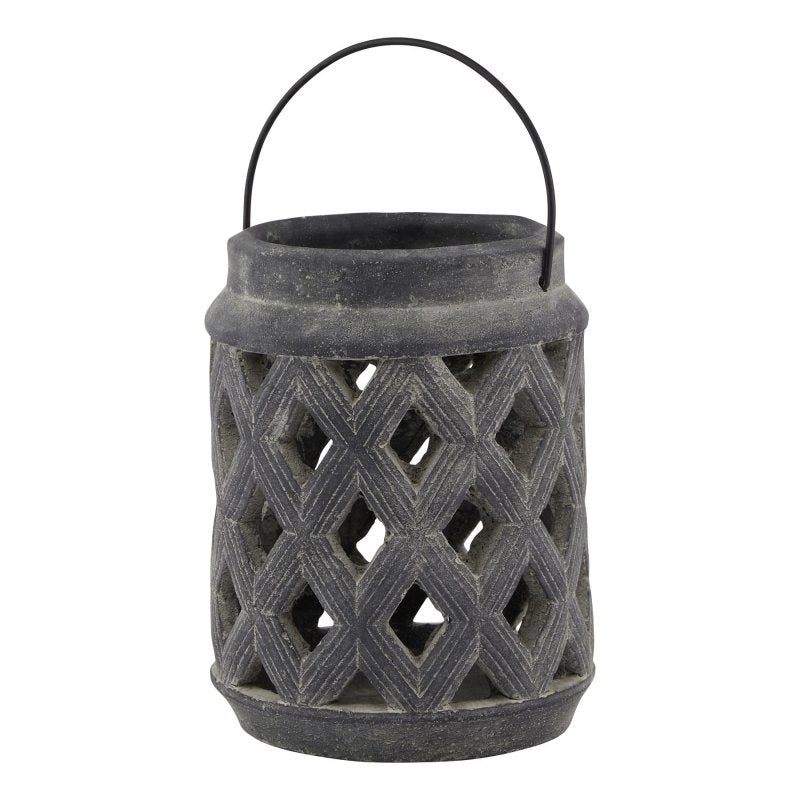 Amalfi Grey Large Lattice Lantern - Lanterns - British D'sire
