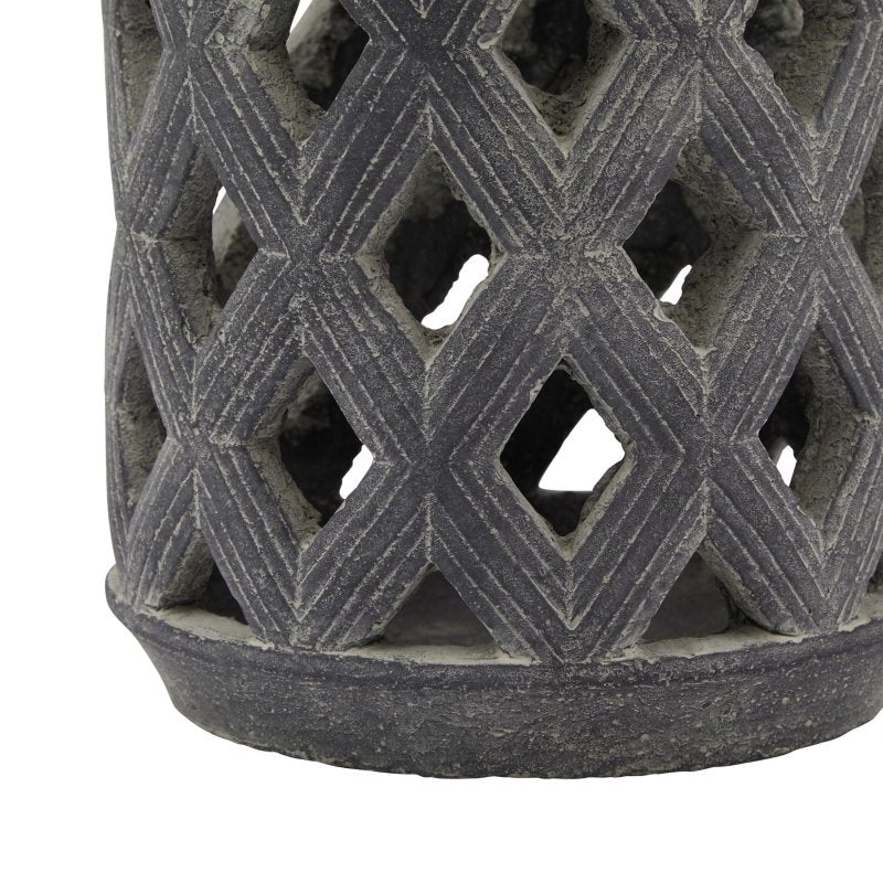 Amalfi Grey Large Lattice Lantern - Lanterns - British D'sire