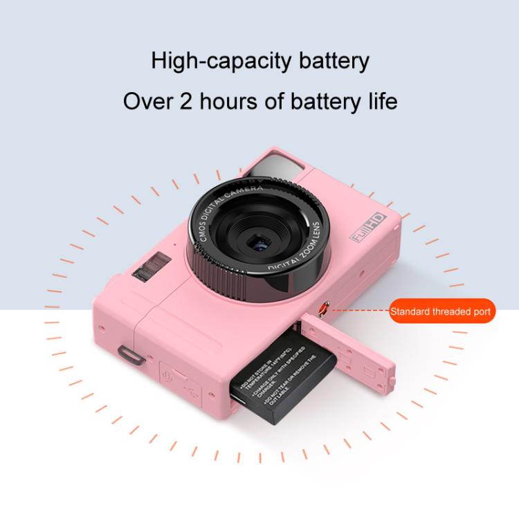 AMKOV CD - R1 24MP HD Pixel Shooting Student Camera 1080P Video Recording CCD Photo Video HD Camera(Pink) - British D'sire
