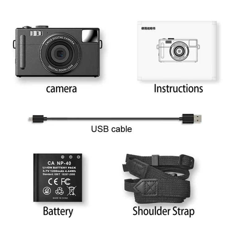 AMKOV CD - R1 24MP HD Pixel Shooting Student Camera 1080P Video Recording CCD Photo Video HD Camera(Pink) - British D'sire