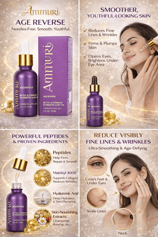 Ammuri Age Reverse Serum Advanced Anti - Ageing - Serum Without Needles - Anti - Ageing Serum – Age - Reversing Brilliance with Peptide &amp; Matrixyl 3000 - British D'sire