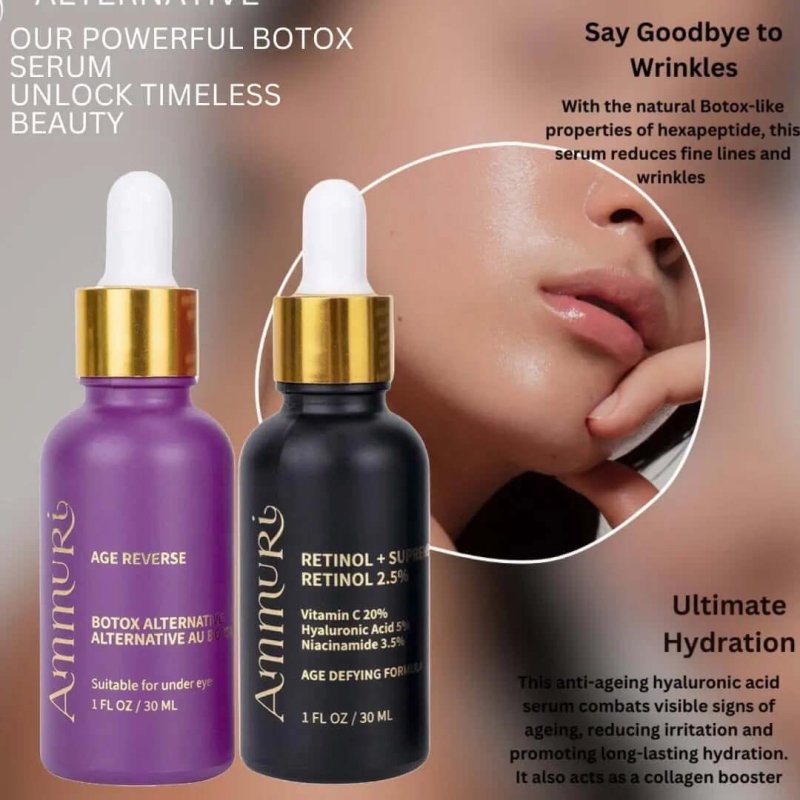 Ammuri Age Reverse Serum & Retinol Supreme Serum Set Powerful Anti - Ageing Anti - Wrinkle - Ammuri Age Reverse & Retinol Supreme Serum Set - British D'sire