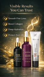 Ammuri Anti Ageing Set Retinol Collagen Serum + SPF 50 Cream Wrinkle Repair Glow - Anti Ageing Face Serum - British D'sire