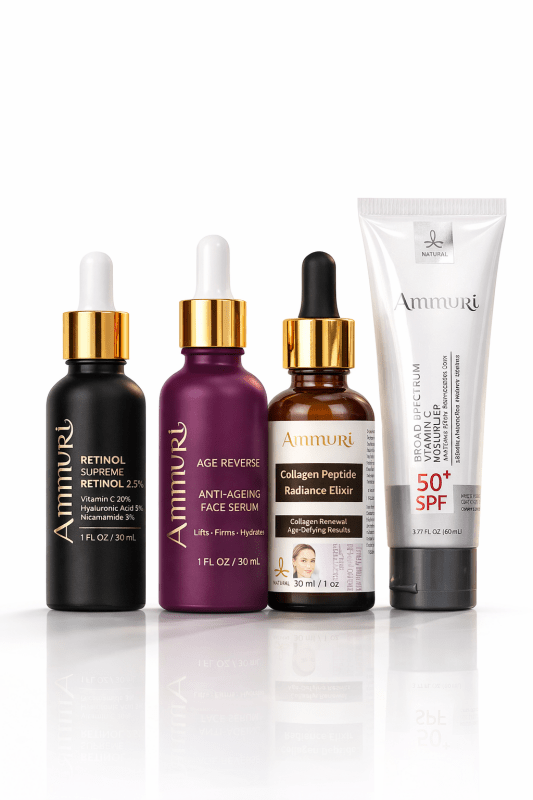 Ammuri Anti Ageing Set Retinol Collagen Serum + SPF 50 Cream Wrinkle Repair Glow - Anti Ageing Face Serum - British D'sire