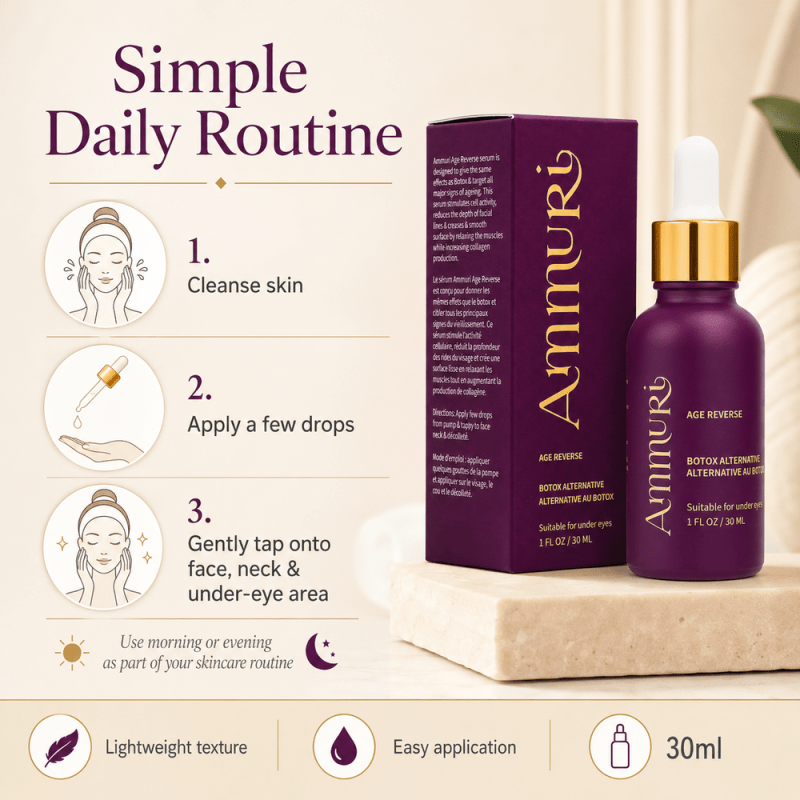 Ammuri Botox Serum Age Reverse Made in UK - AMMURI AGE REVERSE AGIRELINE PEPTIDE, MATRIXYL 3000 Anti Ageing Serum - British D'sire