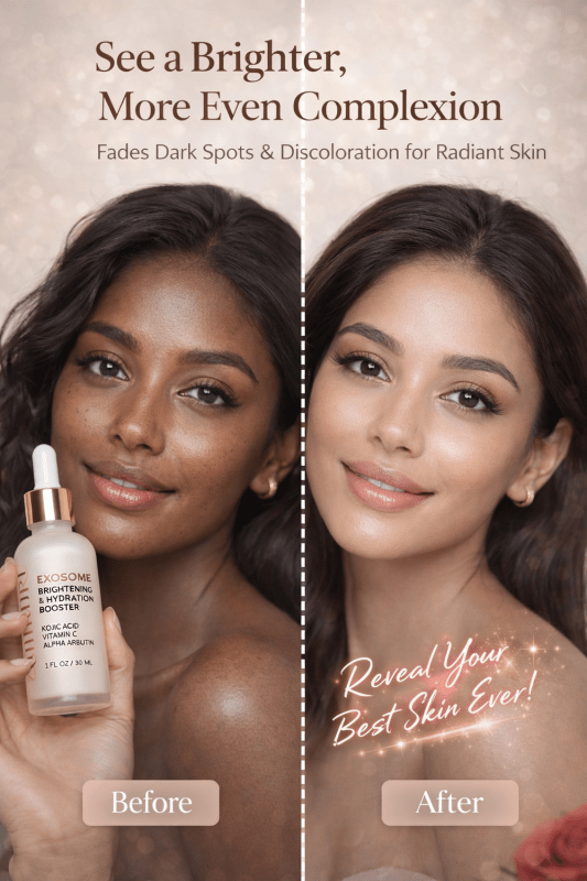 Ammuri Exosome Booster Serum – Brightening & Hydration Booster with Kojic Acid, Vitamin C & Alpha Arbutin | Fades Dark Spots, Evens Skin Tone & Boosts Radiance | For Face & Body – 30ml - WHITENING Lightening Serum - British D'sire