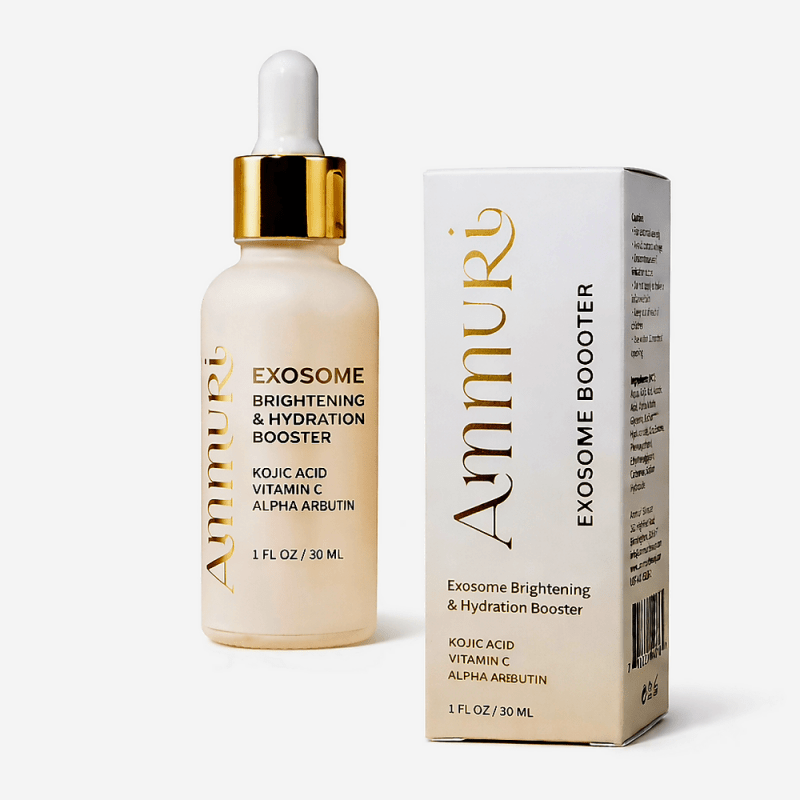 Ammuri Exosome Booster Serum – Brightening & Hydration Booster with Kojic Acid, Vitamin C & Alpha Arbutin | Fades Dark Spots, Evens Skin Tone & Boosts Radiance | For Face & Body – 30ml - Brightening Serum - British D'sire