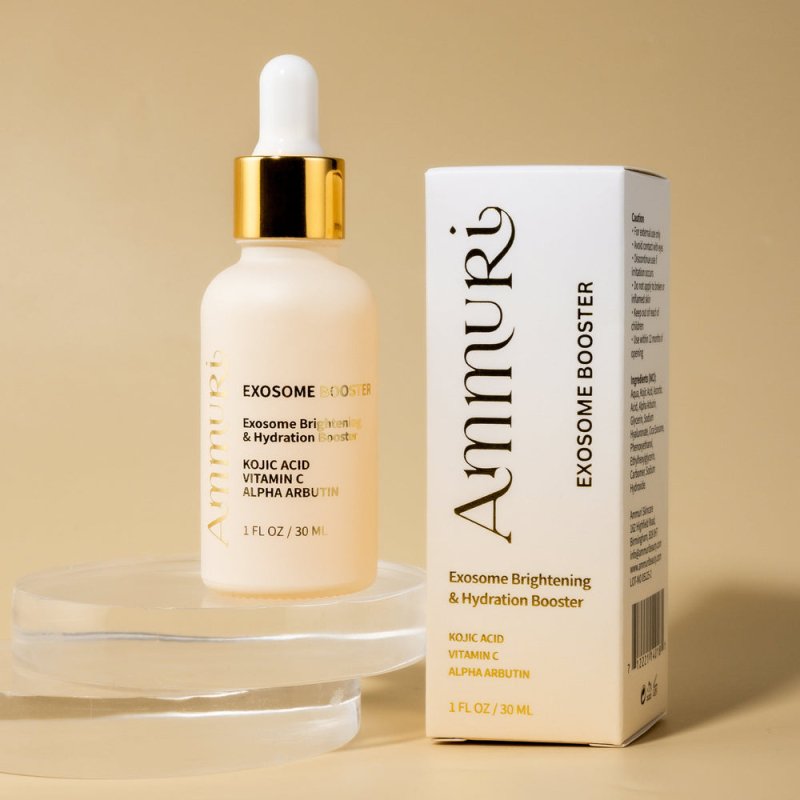 Ammuri Exosome Booster Serum – Brightening & Hydration Booster with Kojic Acid, Vitamin C & Alpha Arbutin | Fades Dark Spots, Evens Skin Tone & Boosts Radiance | For Face & Body – 30ml - Brightening Serum - British D'sire
