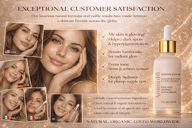 Ammuri Exosome Booster Serum – Brightening & Hydration Booster with Kojic Acid, Vitamin C & Alpha Arbutin | Fades Dark Spots, Evens Skin Tone & Boosts Radiance | For Face & Body – 30ml - WHITENING Lightening Serum - British D'sire
