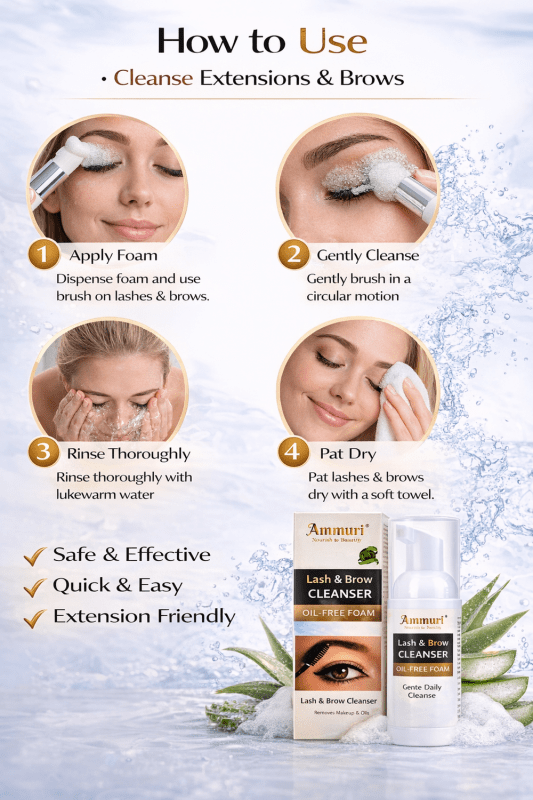 AMMURI Glow Lash & Brow Cleansing Kit - Expert Care for Long - Lasting Beauty - Lash & Brow Cleansing Kit eyelash extensions - British D'sire