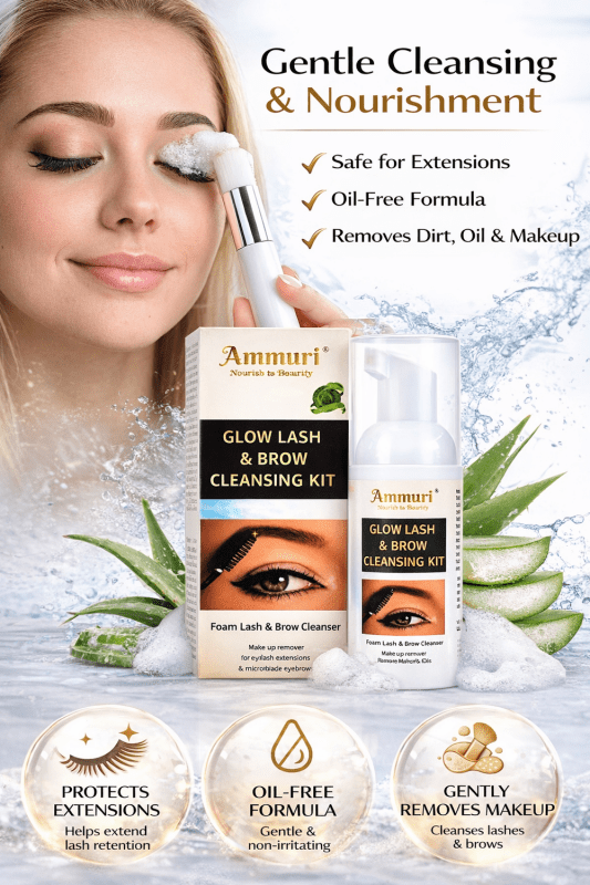AMMURI Glow Lash & Brow Cleansing Kit - Expert Care for Long - Lasting Beauty - Lash & Brow Cleansing Kit eyelash extensions - British D'sire